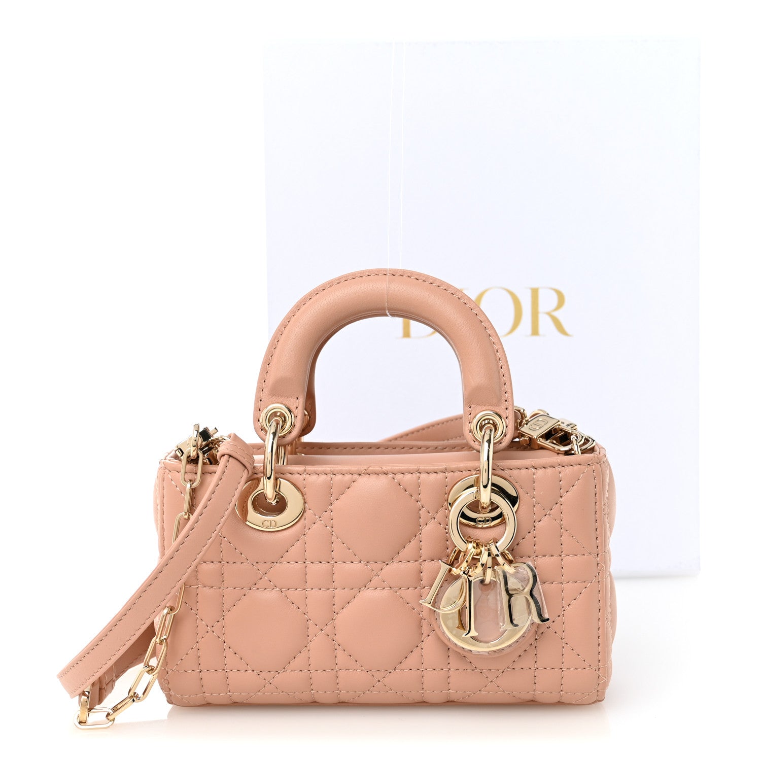 Lambskin Cannage Micro Lady D-Joy Rose Des Vents