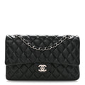 Lambskin Quilted Medium Double Flap Black