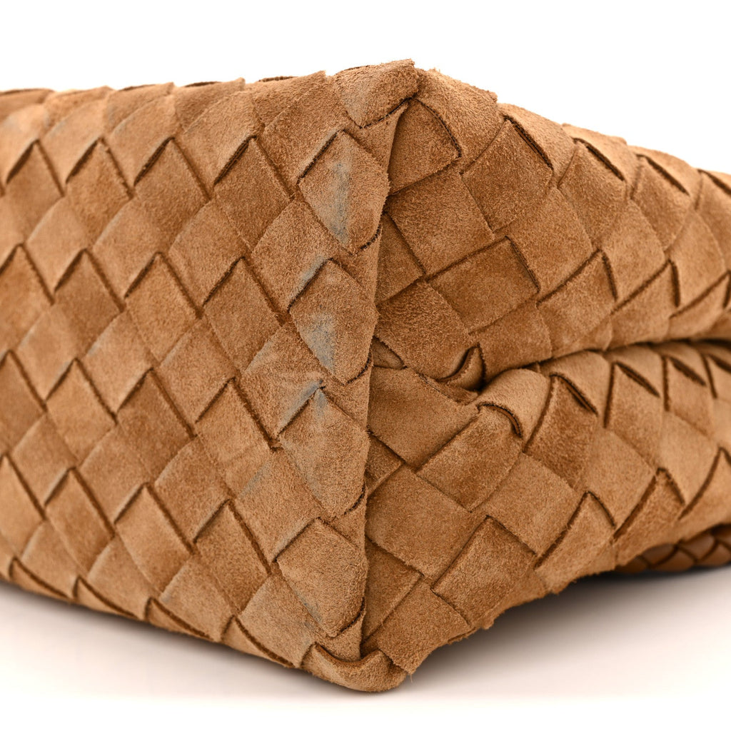 Suede Intrecciato Small Andiamo Shoulder Bag Amber