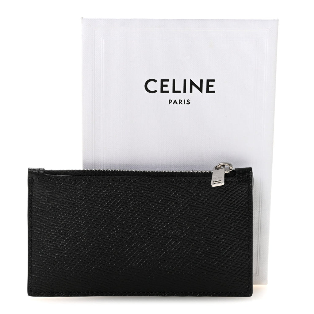 Grained Calfskin Zipped  Holder Black
