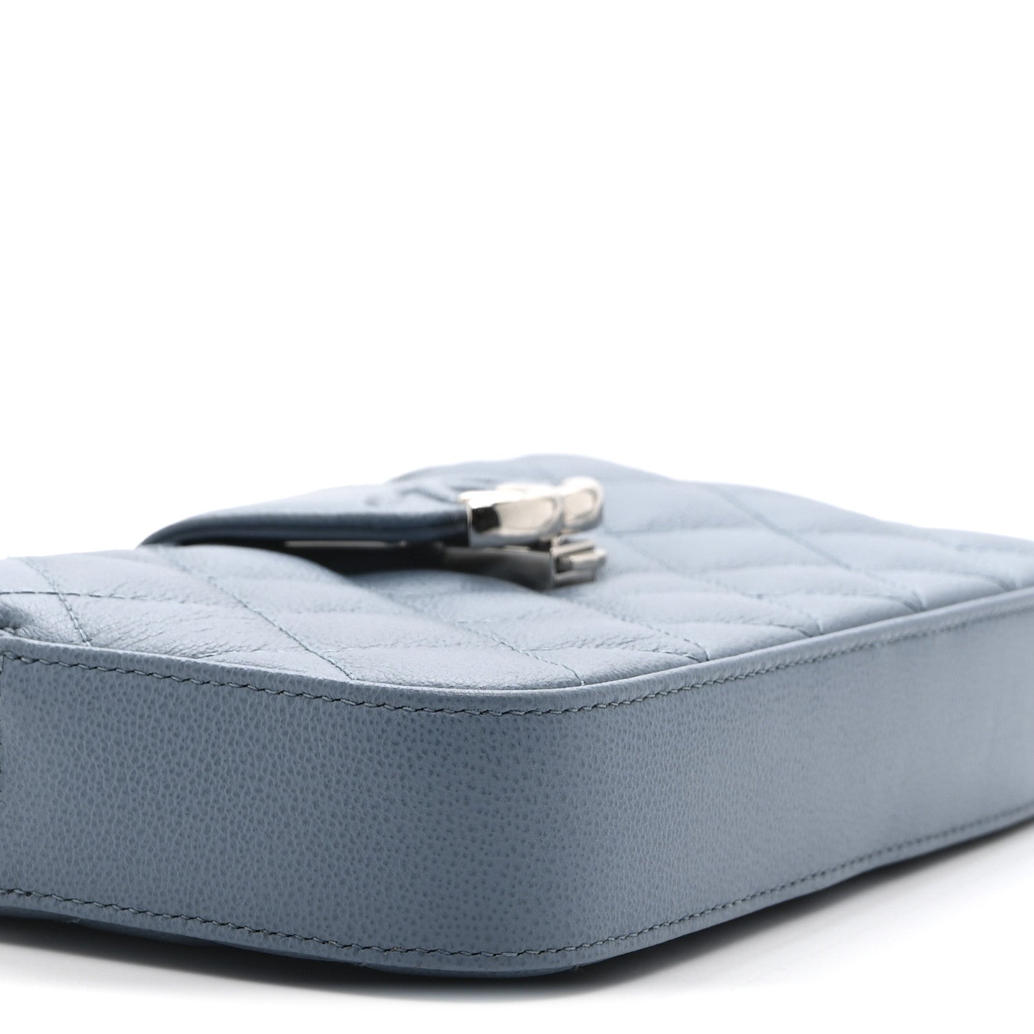 Caviar Quilted CC Box Clutch With Chain Blue