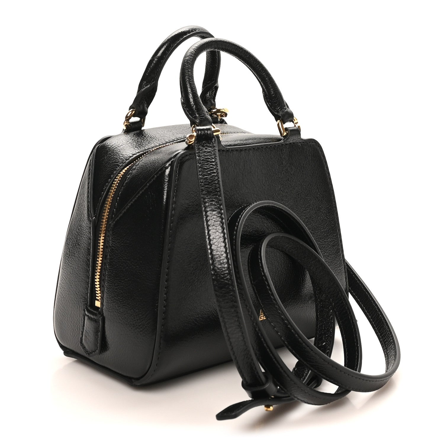 Tumbled Buffalo Nano Antigona Cube Bag Black