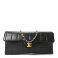 Lambskin East West Chocolate Bar Flap Black