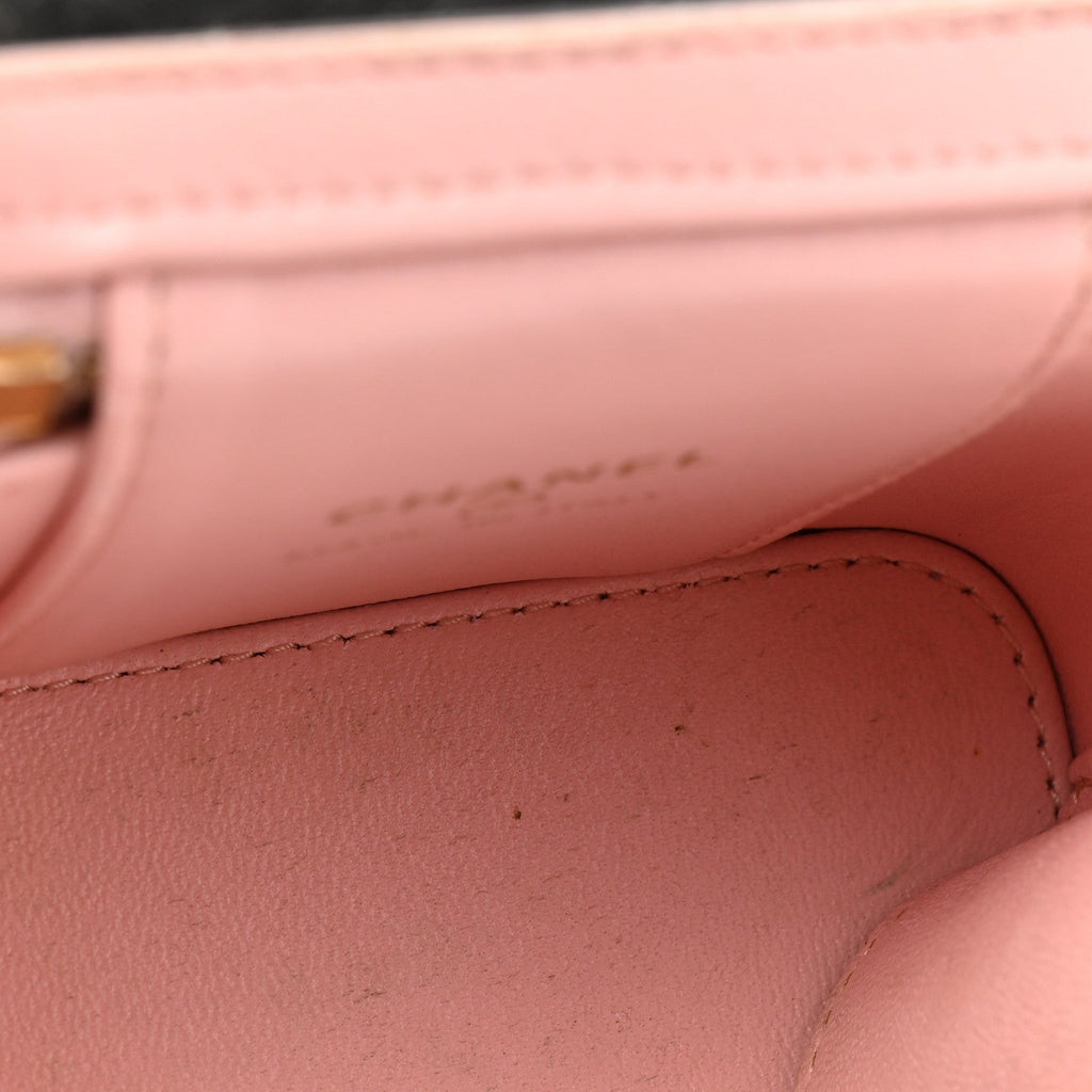 Lambskin Quilted Mini Sweet Camellia Vanity Case With Chain Pink