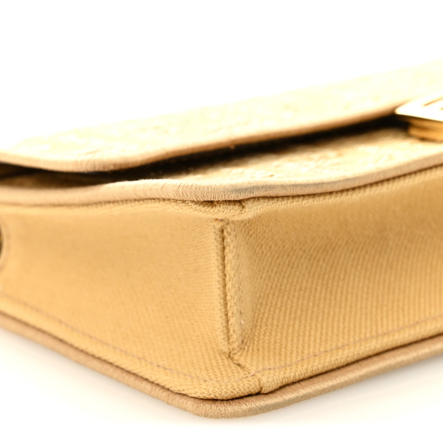 Fabric Jacquard Raffia Straw FF 1974 Wallet On Chain Natural Dark Honey