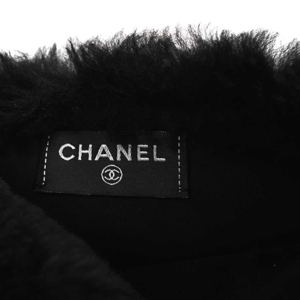 Muff Shearling Lambskin Bag Black Ecru