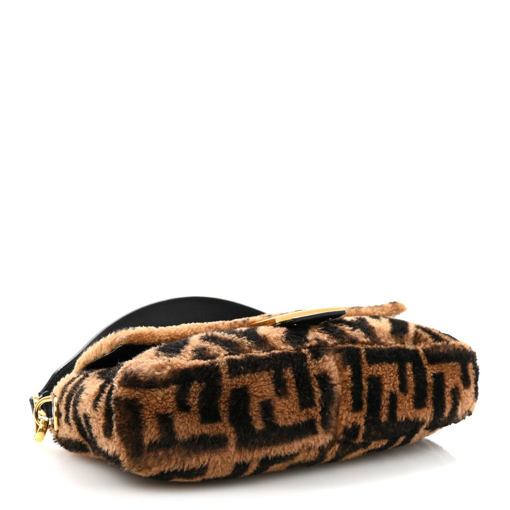 Shearling Vitello Dolce Macro FF 1974 Baguette Tobacco Black