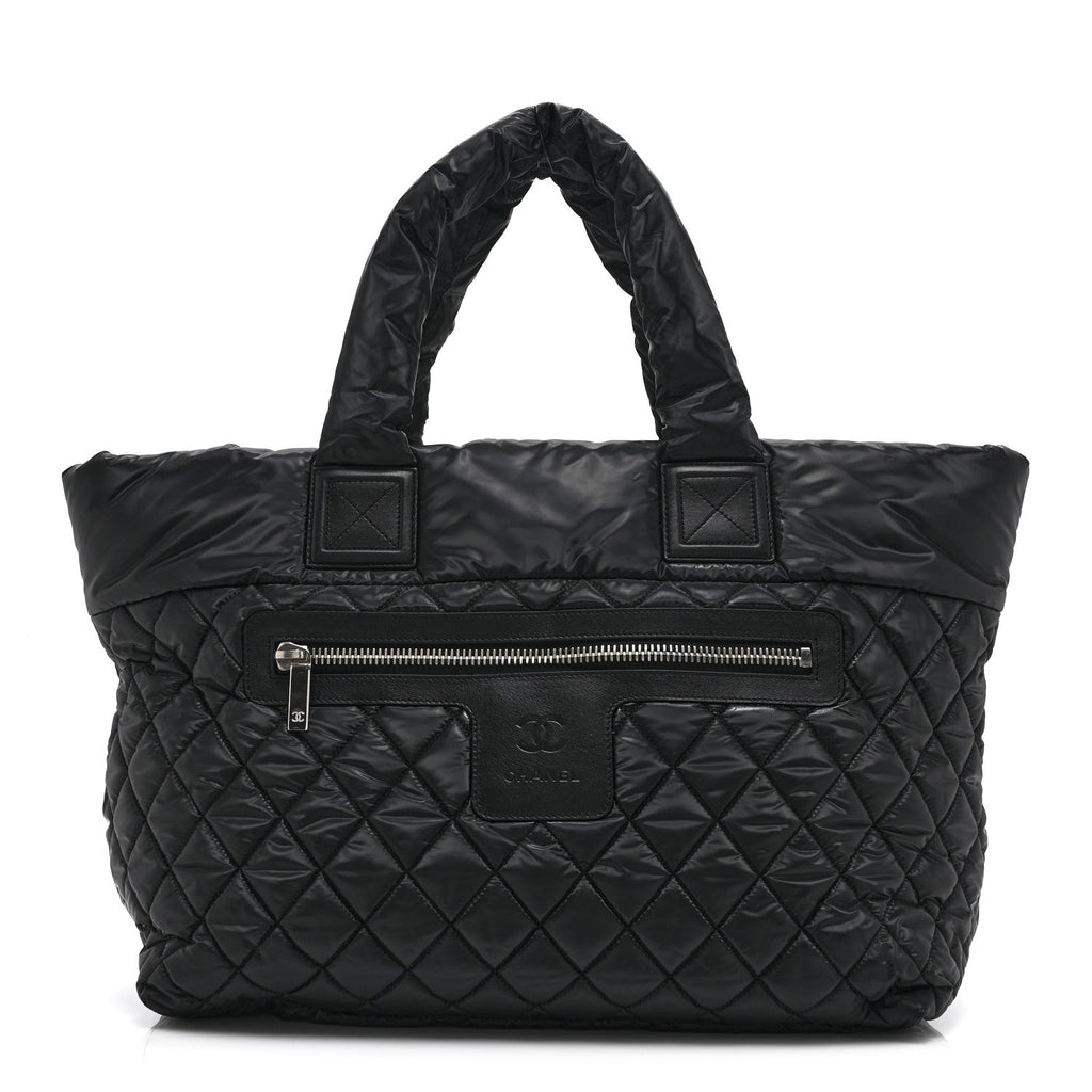 Nylon Quilted Large Coco Cocoon Tote Black
