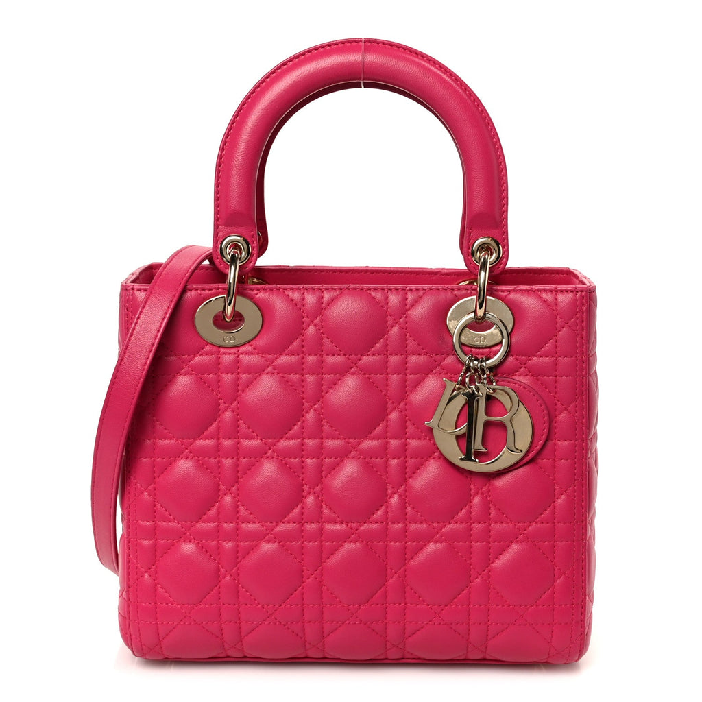 Lambskin Cannage Medium Lady Dior Fuchsia