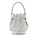 Crystal Vitello Laminato FF Mini Mon Tresor Bucket Bag Crystal Argento