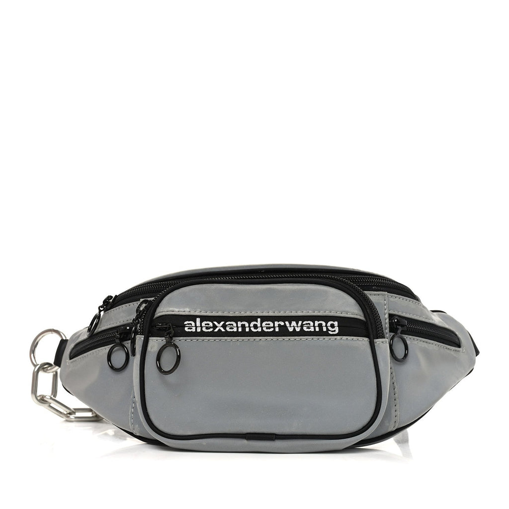Nylon Logo Printed Attica Belt Bag Reflective Silver