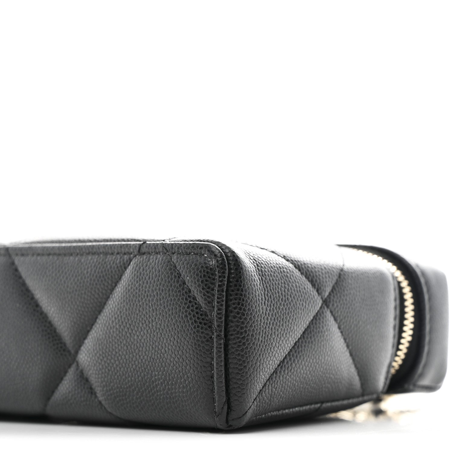 Caviar Quilted Top Handle Slim Vanity With Chain Black