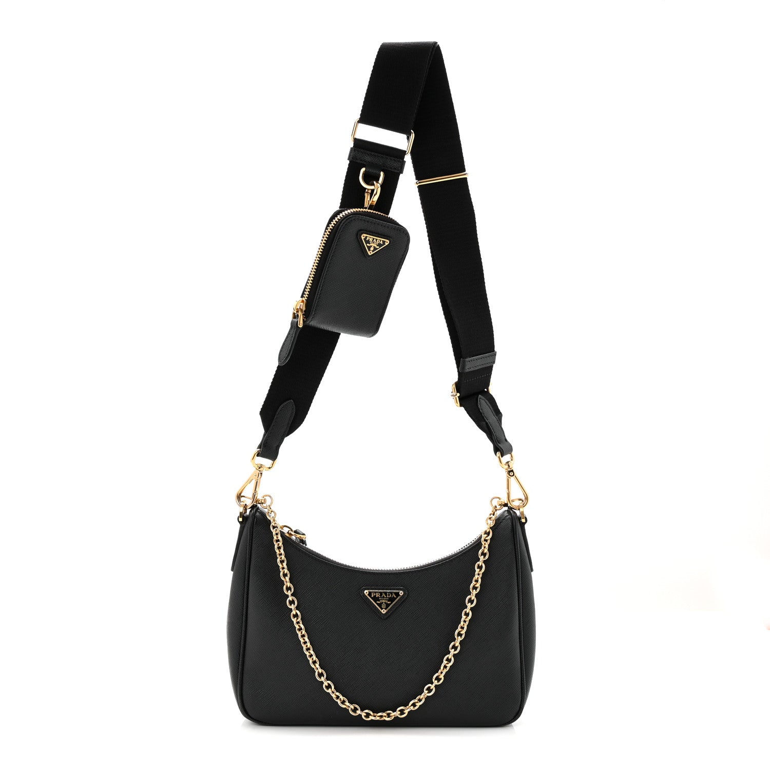 Saffiano Lux Re-Edition 2005 Shoulder Bag Black