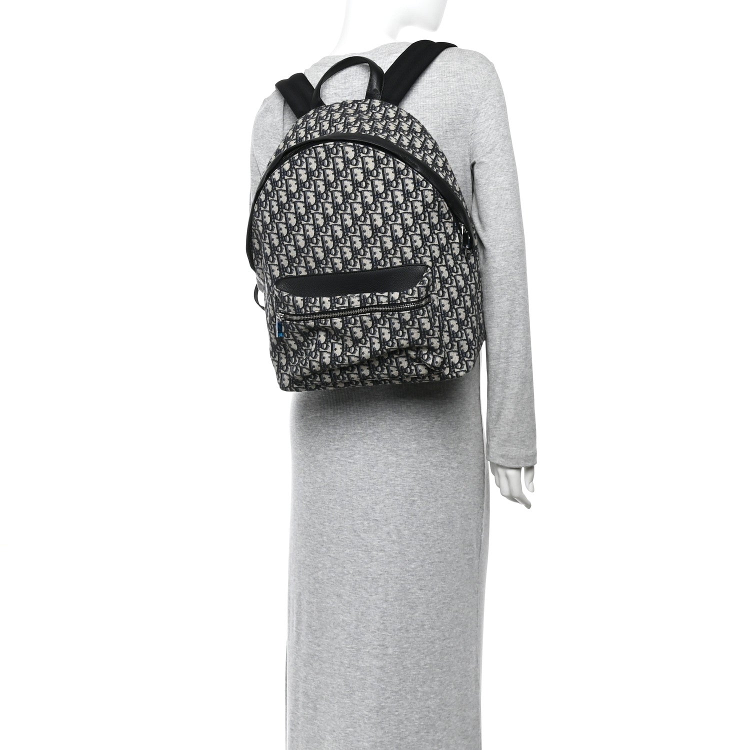 Oblique Calfskin Rider Backpack Beige Black