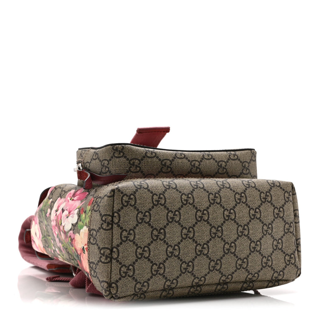 GG Supreme Monogram Blooms Small Single Buckle Backpack Beige Multicolor Dry Rose