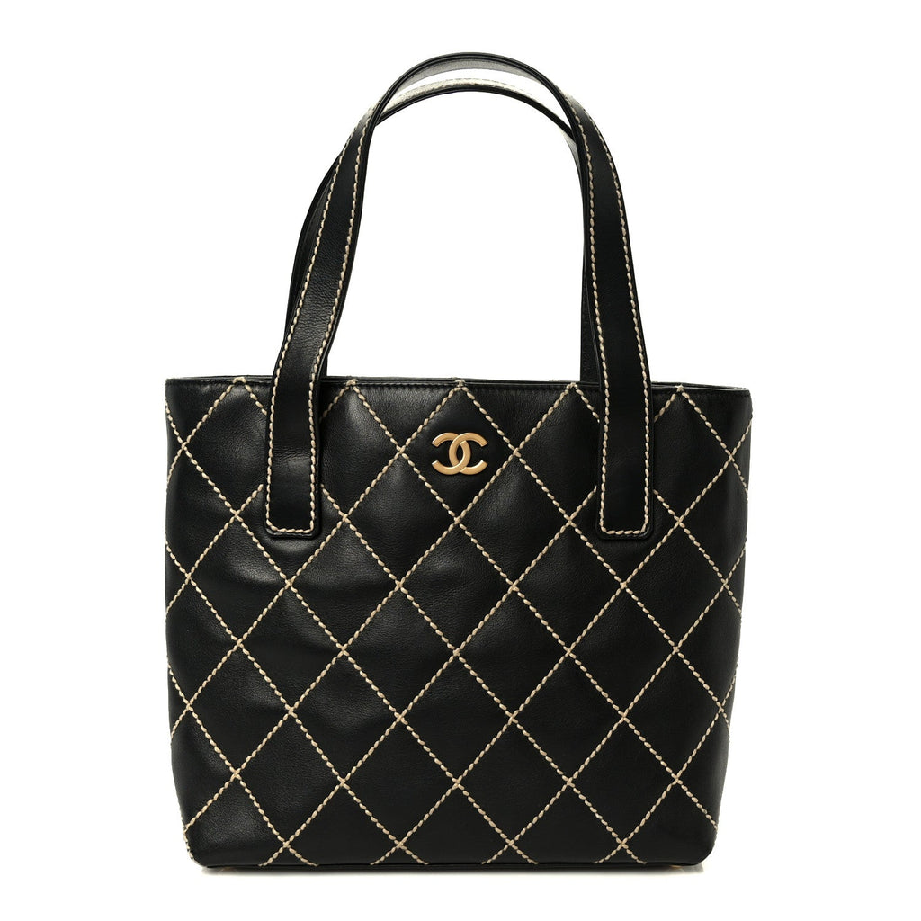 Calfskin Wild Stitch Tote Black