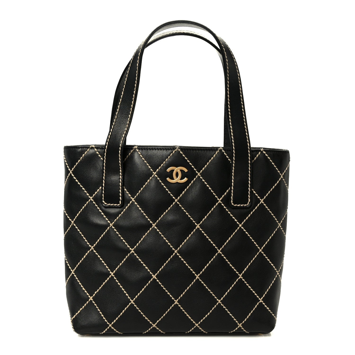 Calfskin Wild Stitch Tote Black