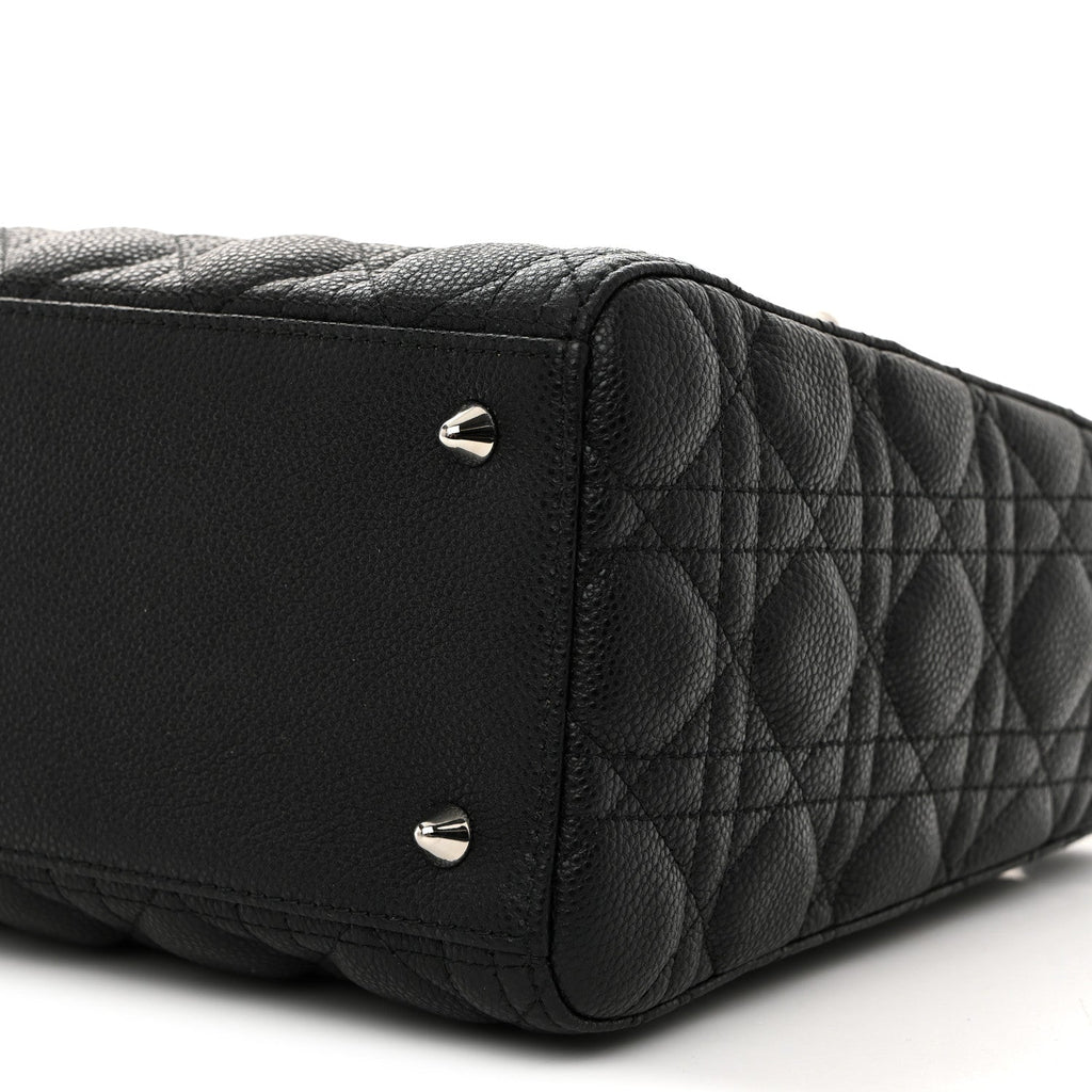 Grained Calfskin Cannage Medium Lady Dior Black