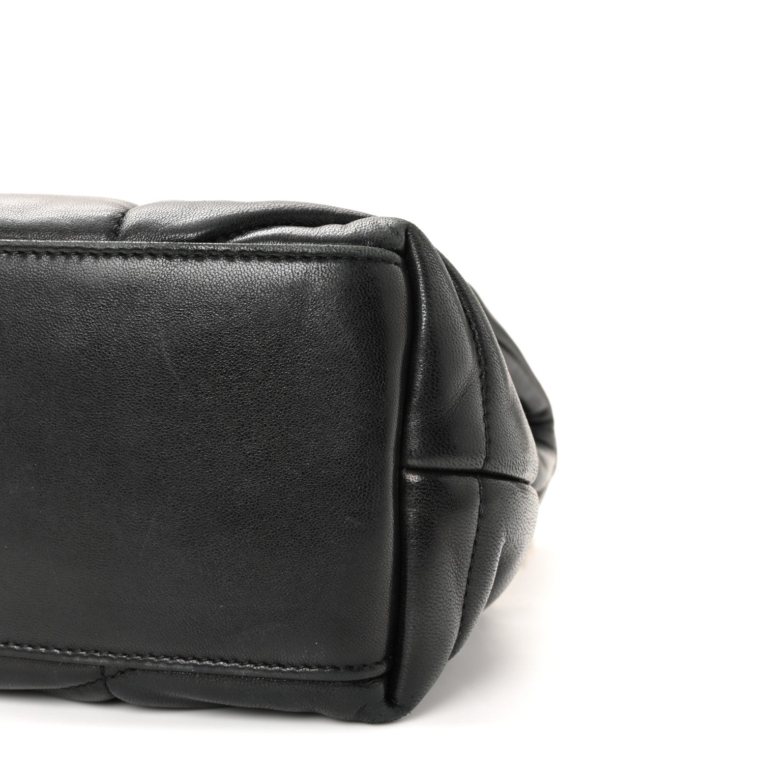Lambskin Quilted Small Loulou Puffer Monogram Chain Satchel Black