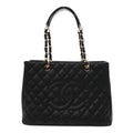 Caviar Quilted Grand Shopping Tote GST Black