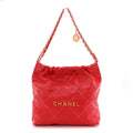 Shiny Calfskin Stitched Quilted Small Chanel 22 Red