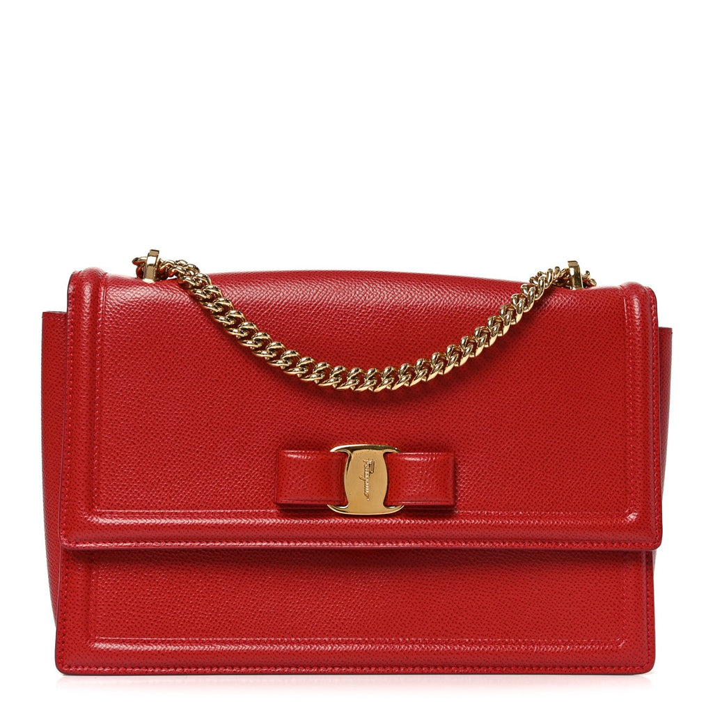 Printed Calfskin Ginny Shoulder Bag Red