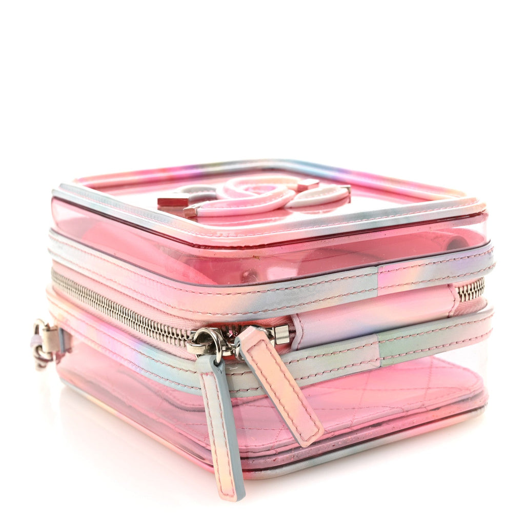 PVC Patent Calfskin Patent Lambskin Vertical Vanity Case Pink