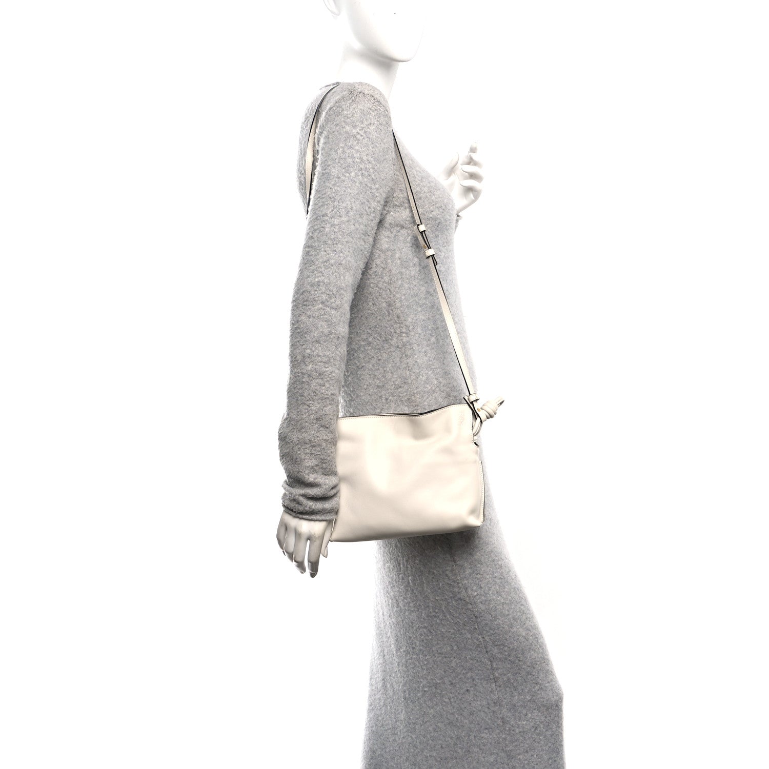 Calfskin Mini Flamenco Knot Clutch Soft White