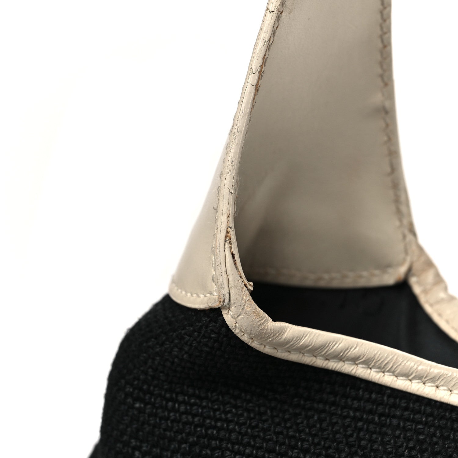 Canvas Calfskin Jackie O Chain Hobo White Black