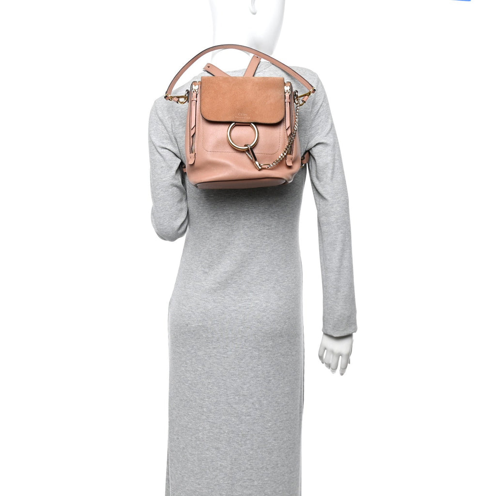 Suede Calfskin Medium Faye Backpack Nougat