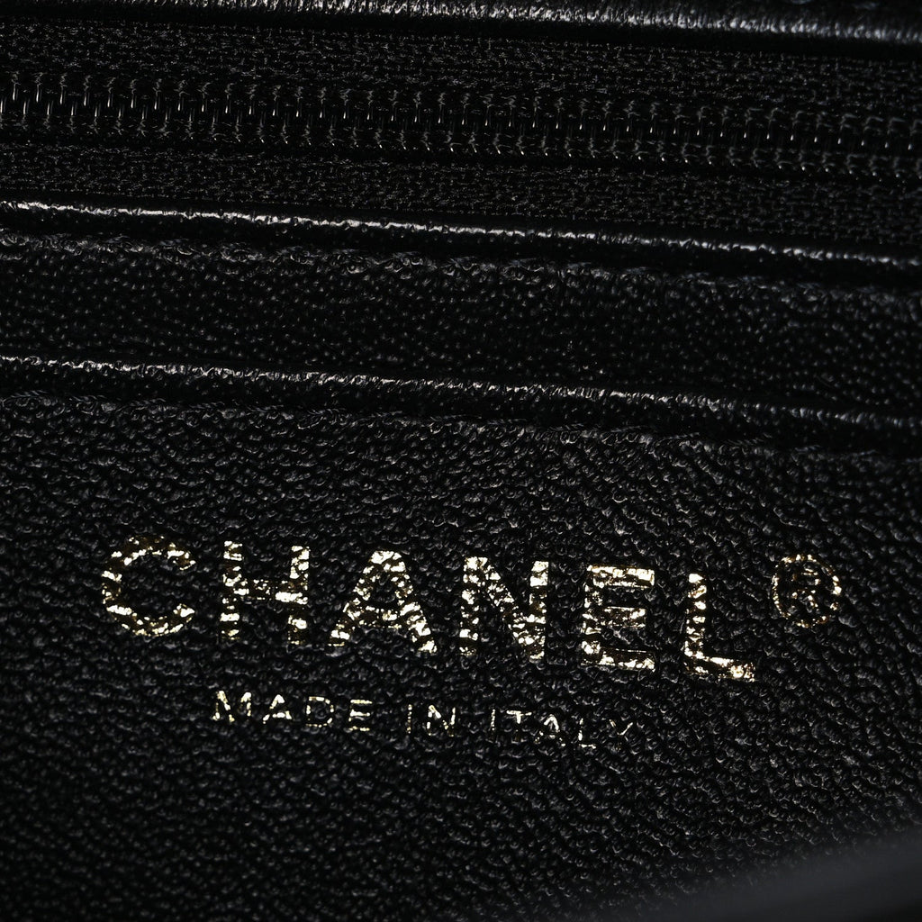 Lambskin Quilted Mini Top Handle Rectangular Flap Black
