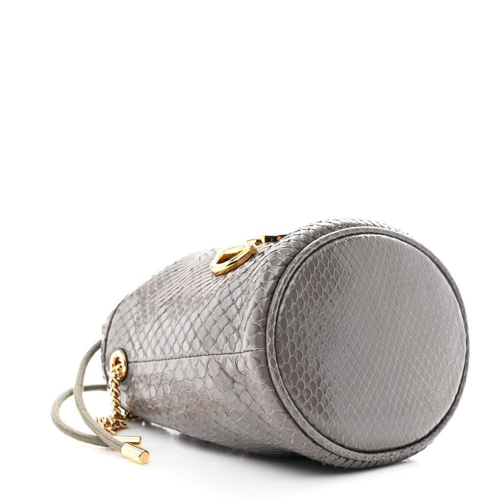 Snakeskin Mini Zumi Bucket Bag Dusty Grey