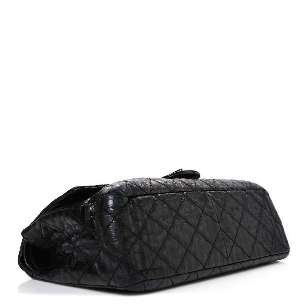 Metallic Calfskin Striped 2.55 Reissue 227 Flap Black