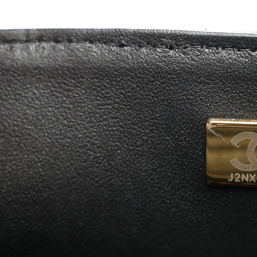 Lambskin Quilted Mini Top Handle Rectangular Flap Black