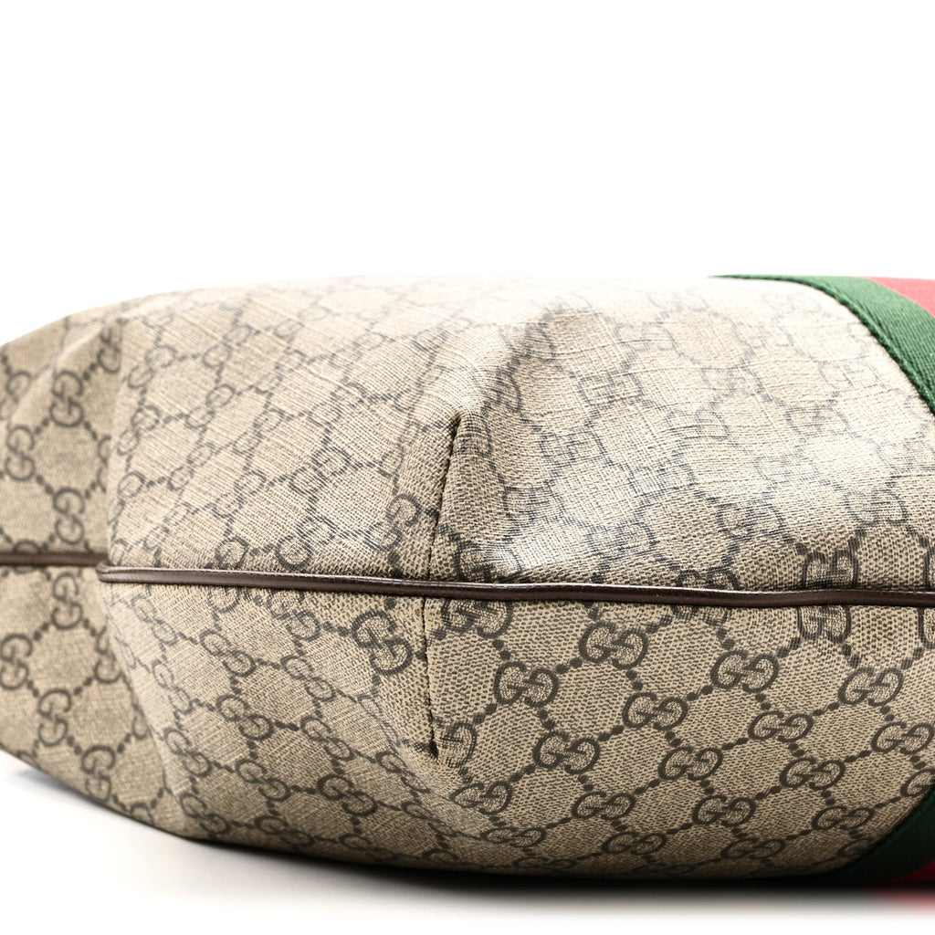 GG Supreme Monogram Web Ophidia Half Moon Hobo Brown