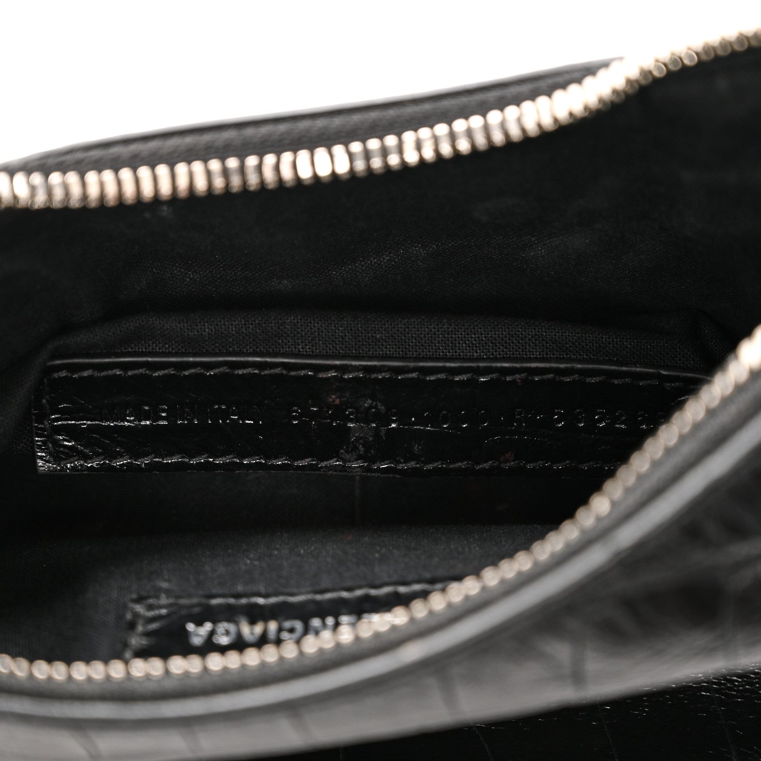 Extra Supple Calfskin Crystal Crocodile Embossed Le Cagole Shoulder Bag XS Black