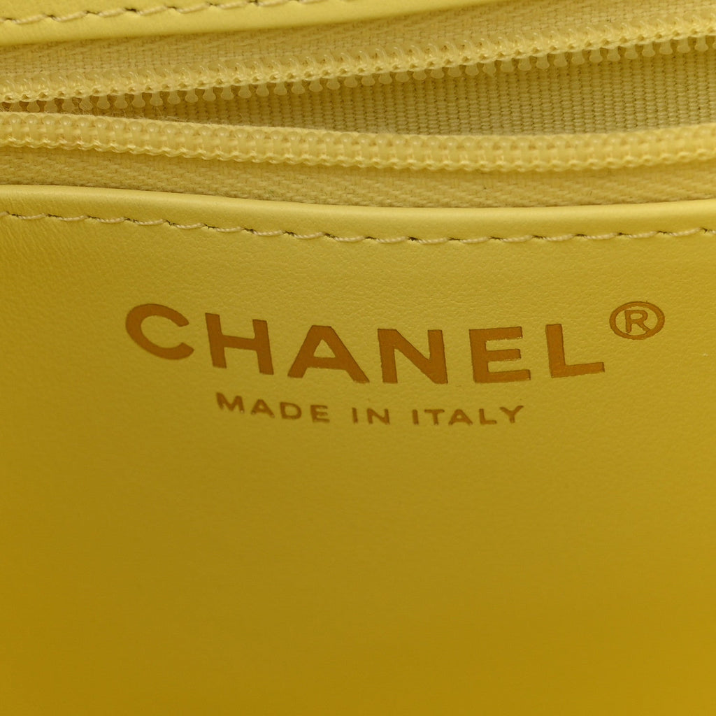 Shiny Aged Calfskin Quilted Nano Kelly Shopper Light Yellow