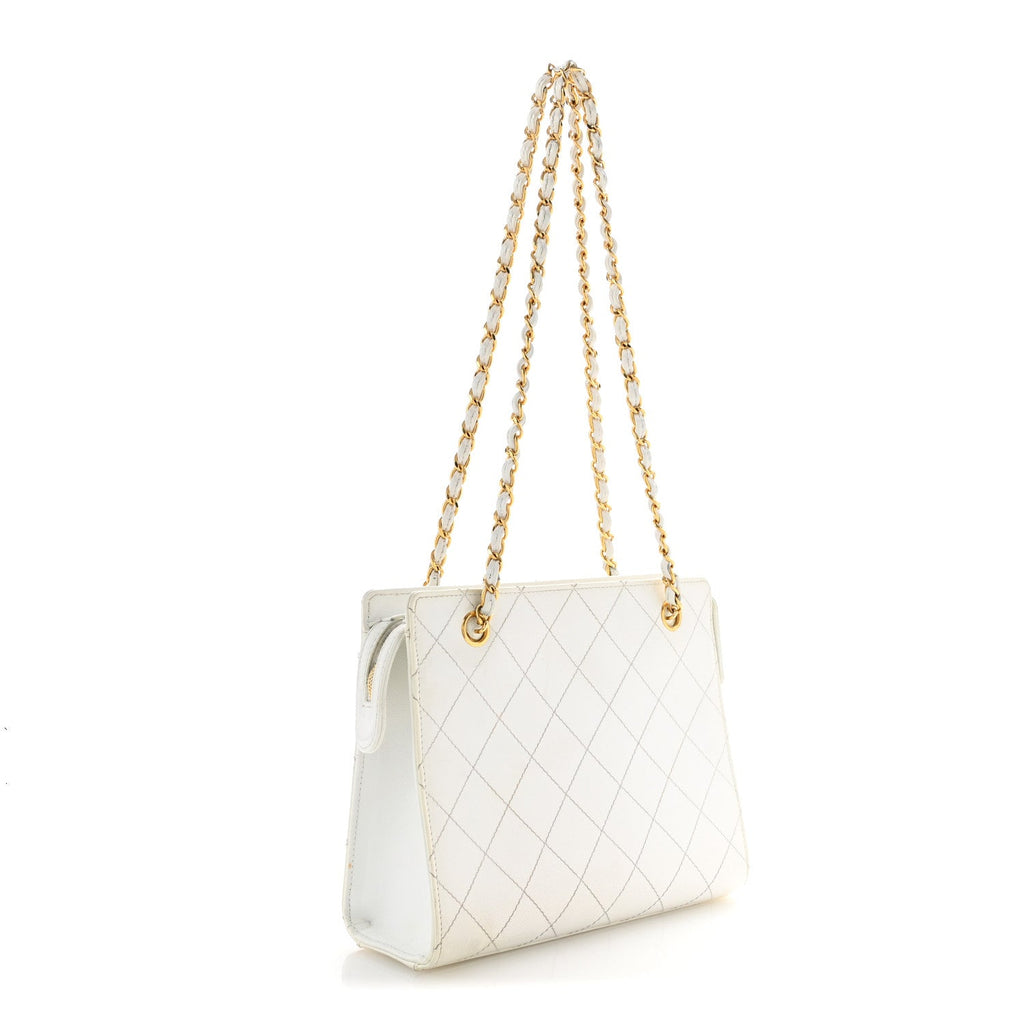 Caviar Quilted Shoulder Bag White