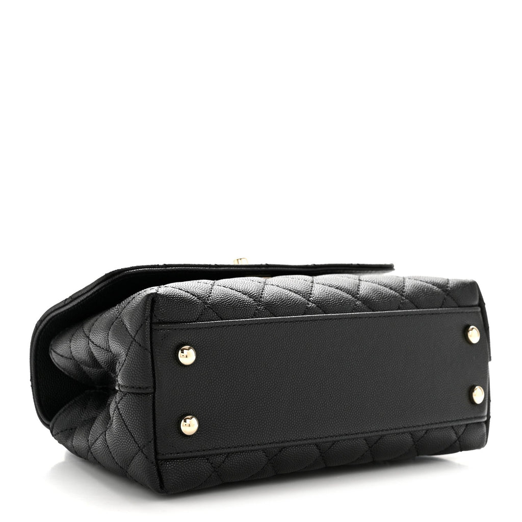 Caviar Quilted Mini Coco Handle Flap Black