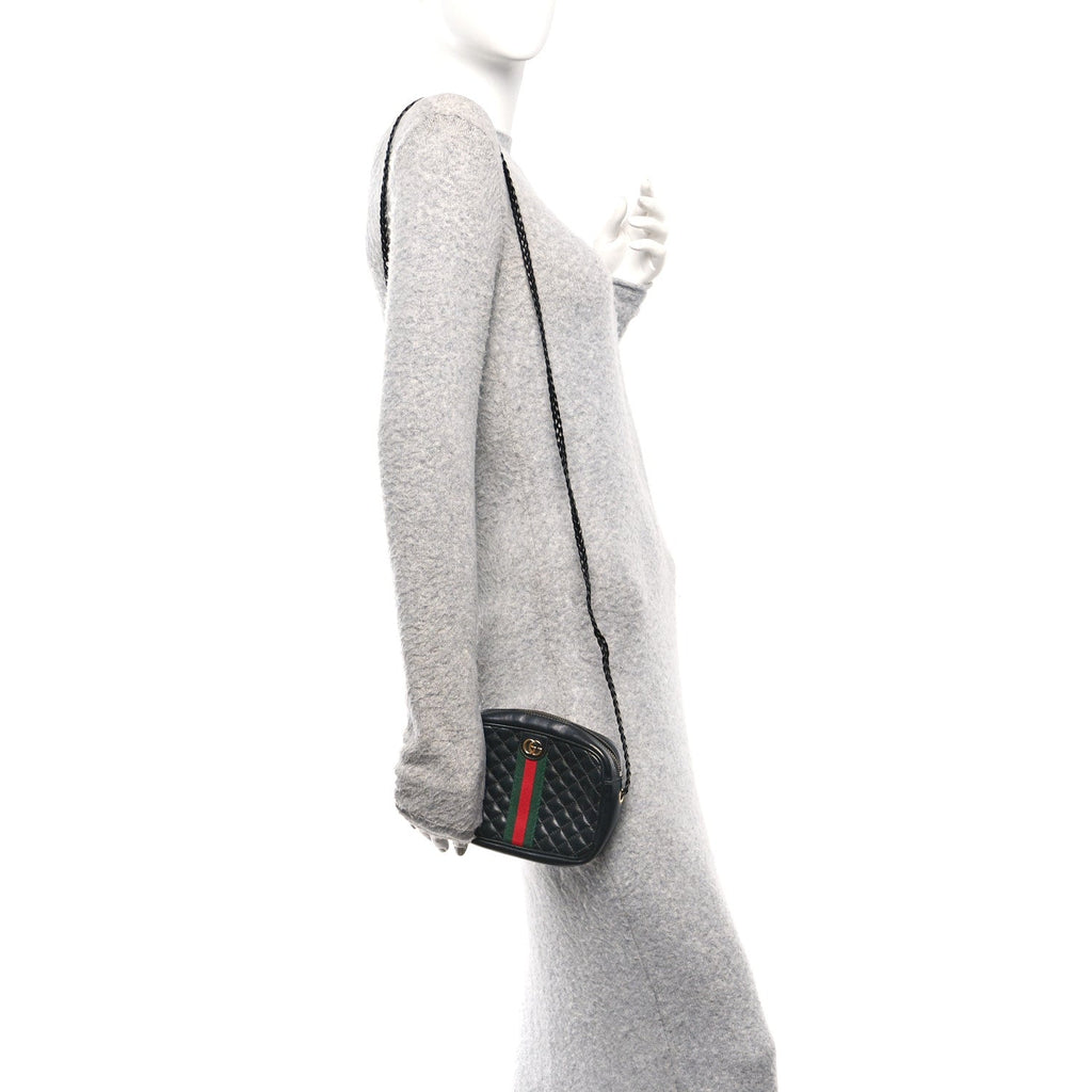 Calfskin Trapuntata Web Mini GG Shoulder Bag Black