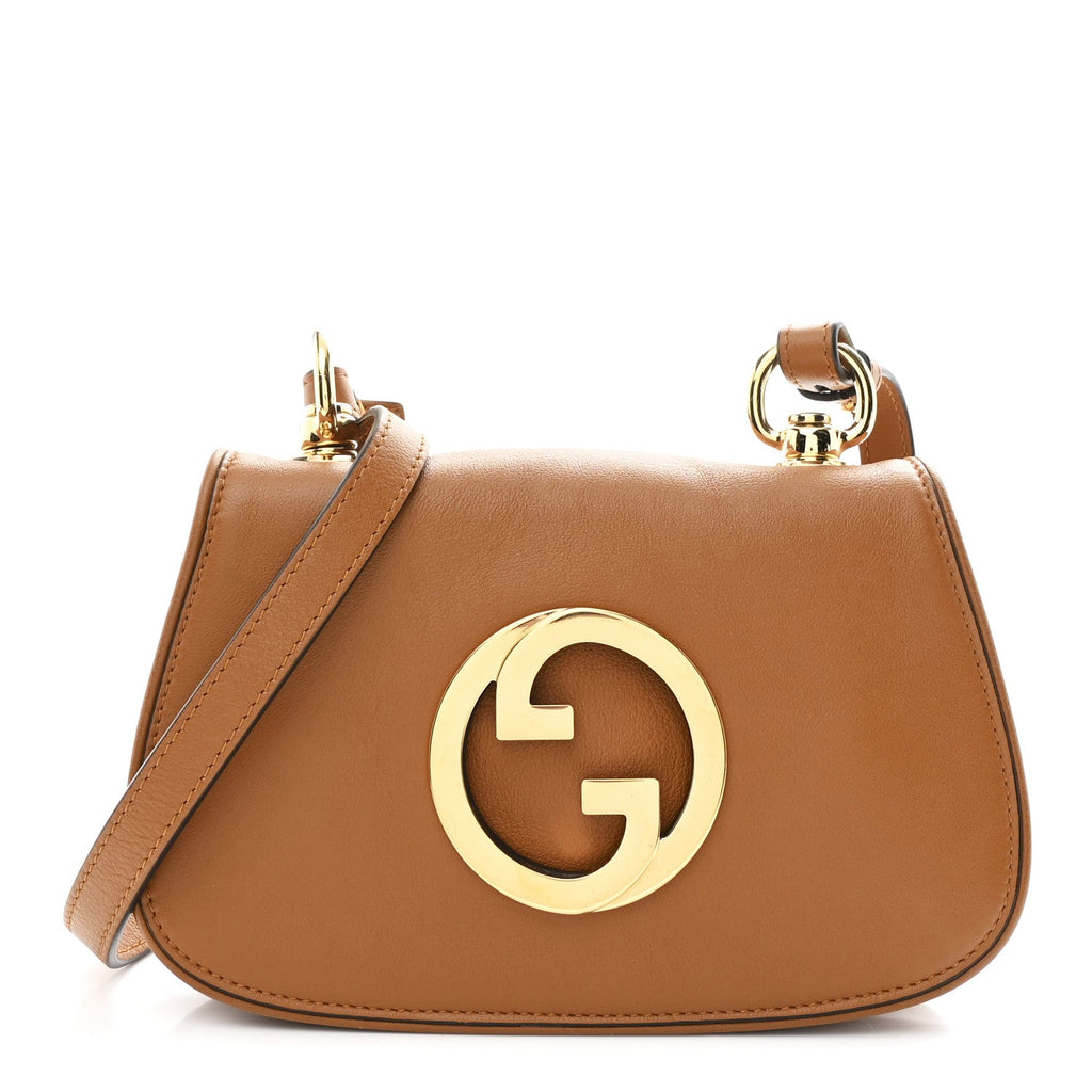 Roxy Calfskin Web Mini Blondie Shoulder Bag Cognac