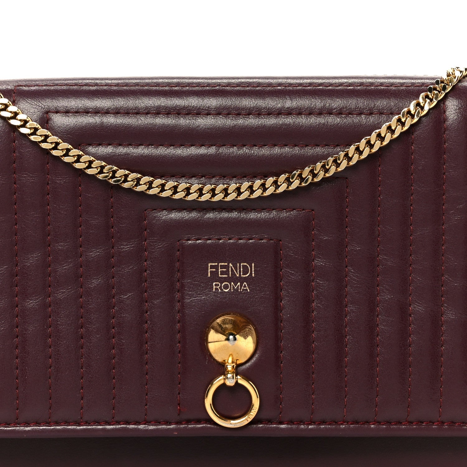 Shiny Nappa Trapuntata Dotcom Tube Wallet On Chain Bordeaux