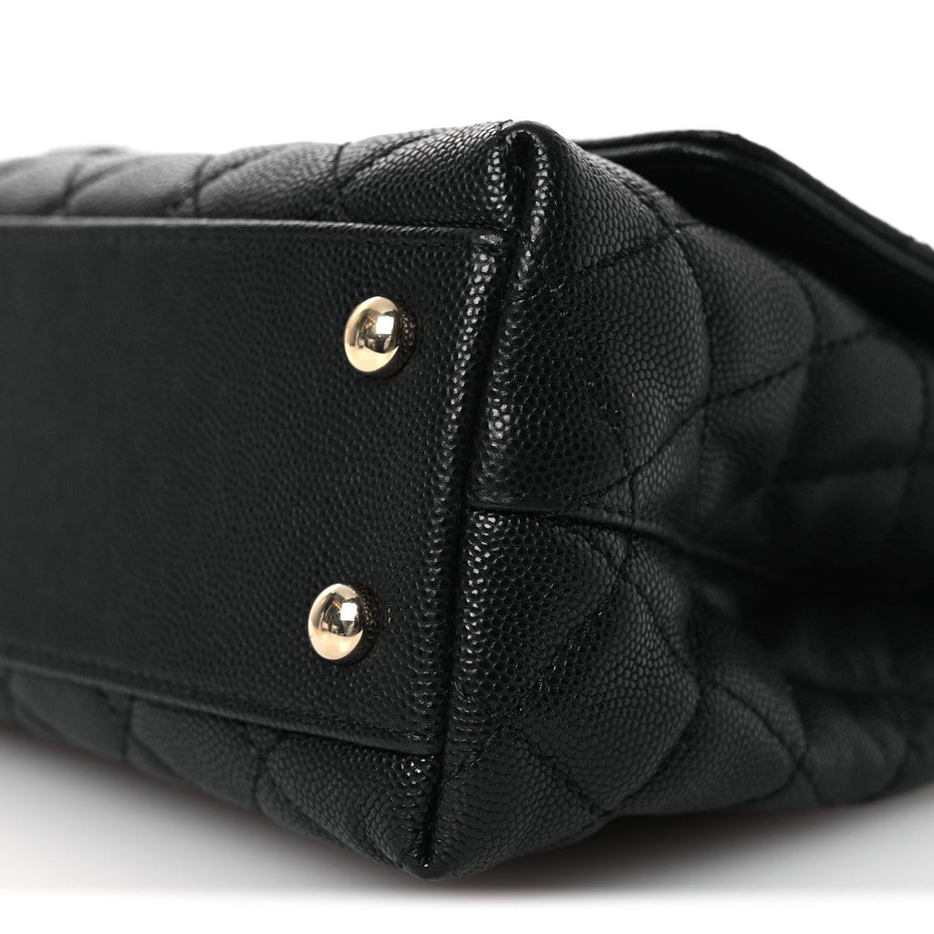 Caviar Quilted Mini Coco Handle Flap Black
