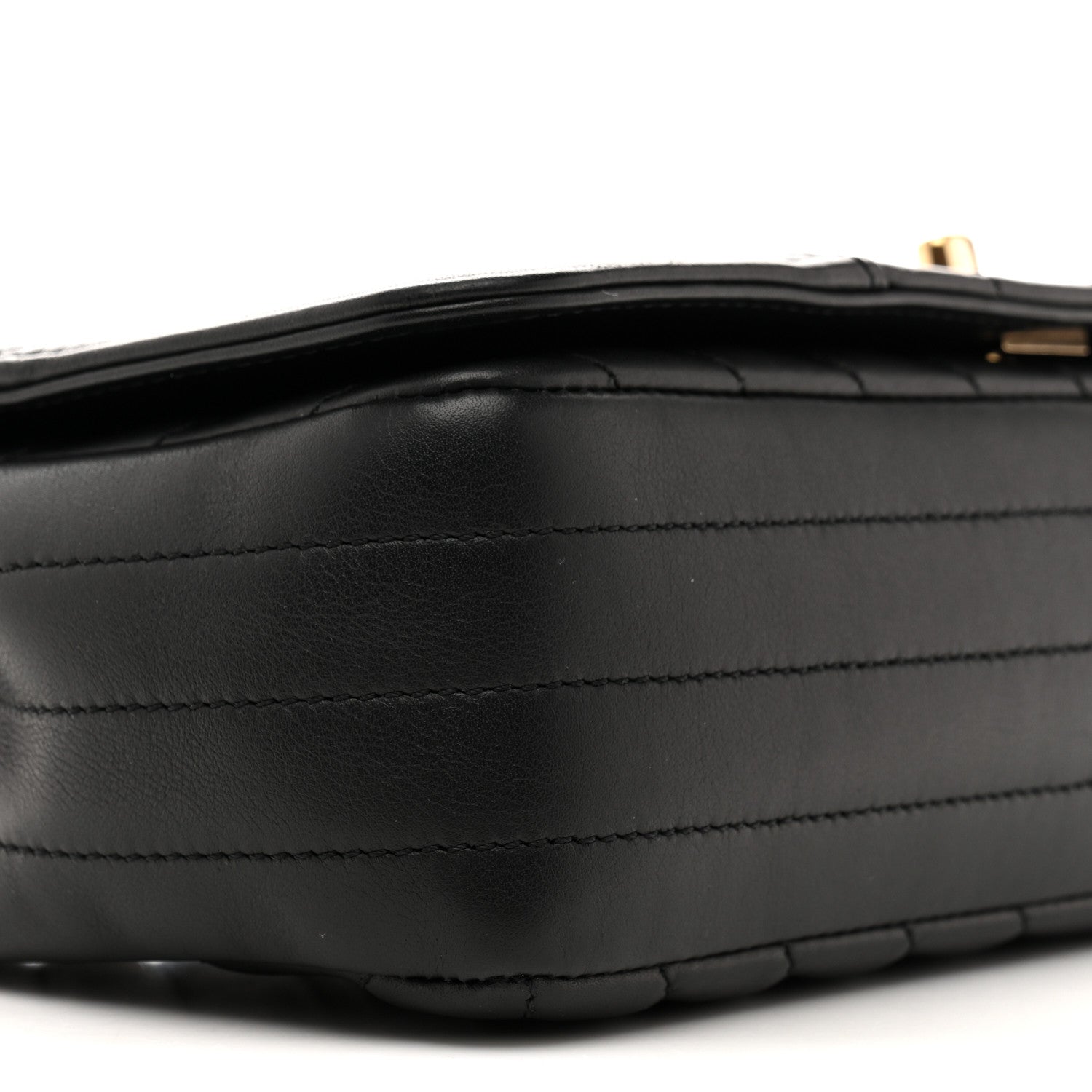 Calfskin Chevron Quilted Small Statement Flap Black