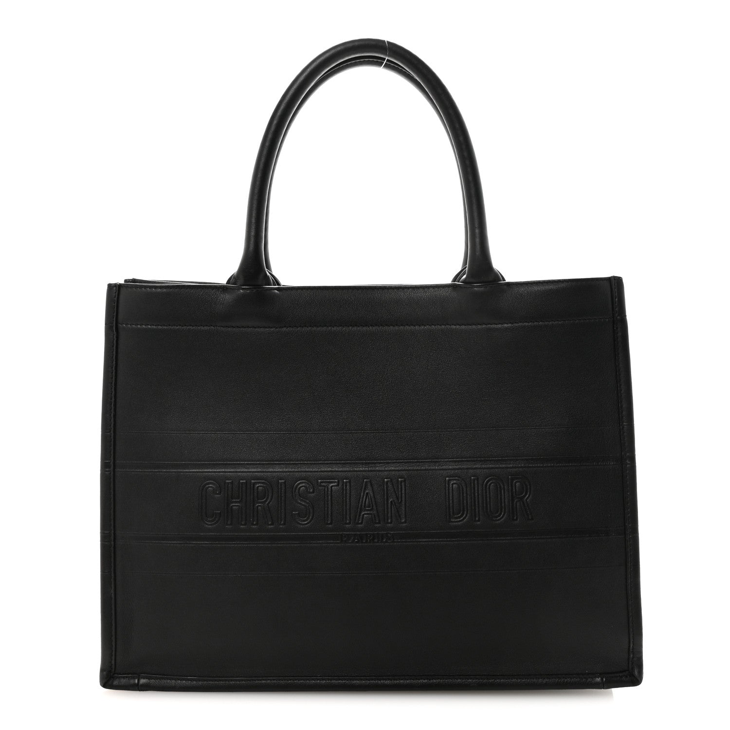 Calfskin Embossed Medium Book Tote Black
