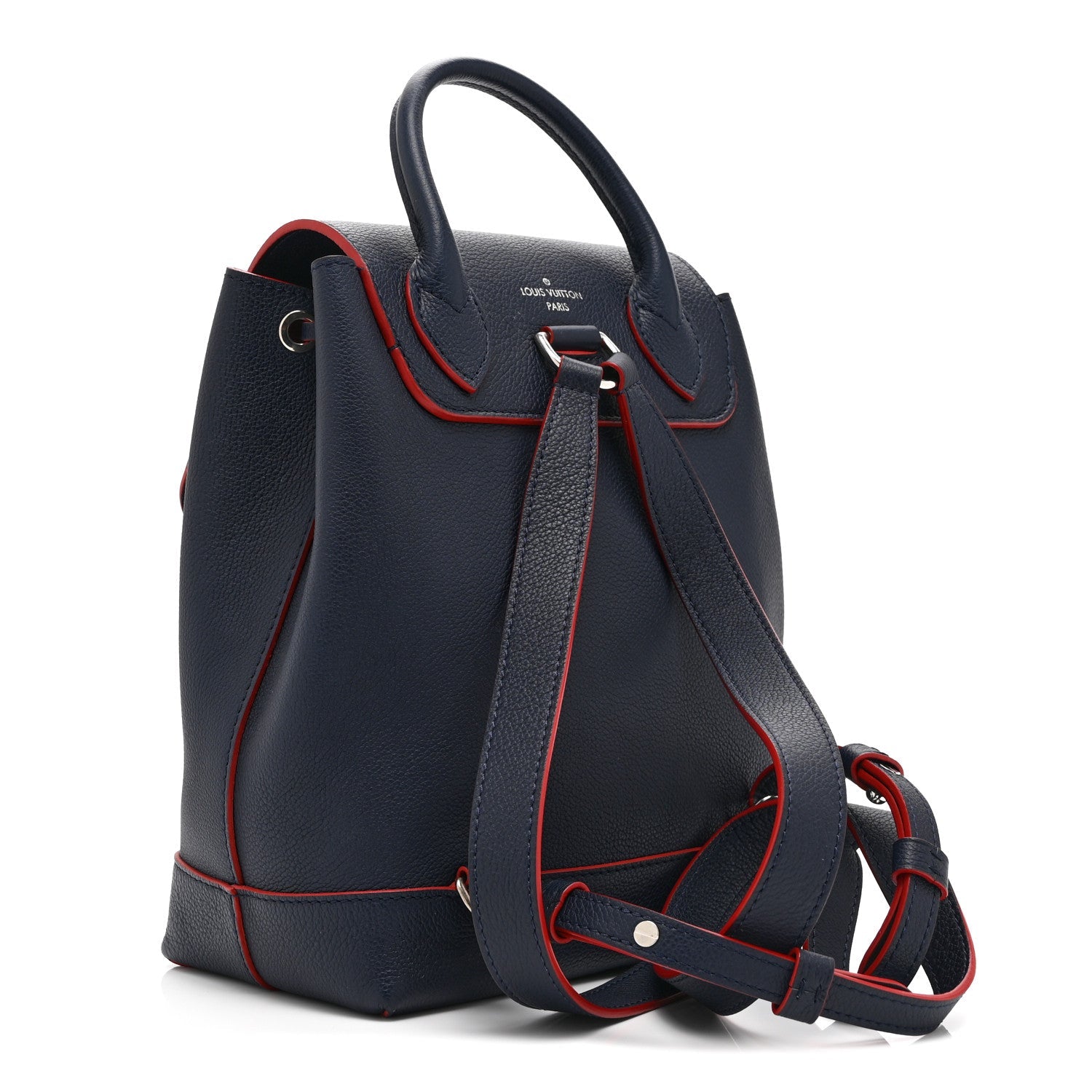 Soft Calfskin Lockme Backpack Marine Rouge