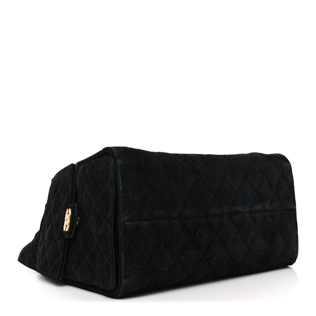 Suede Quilted Medium Chanel 25 Handbag Black
