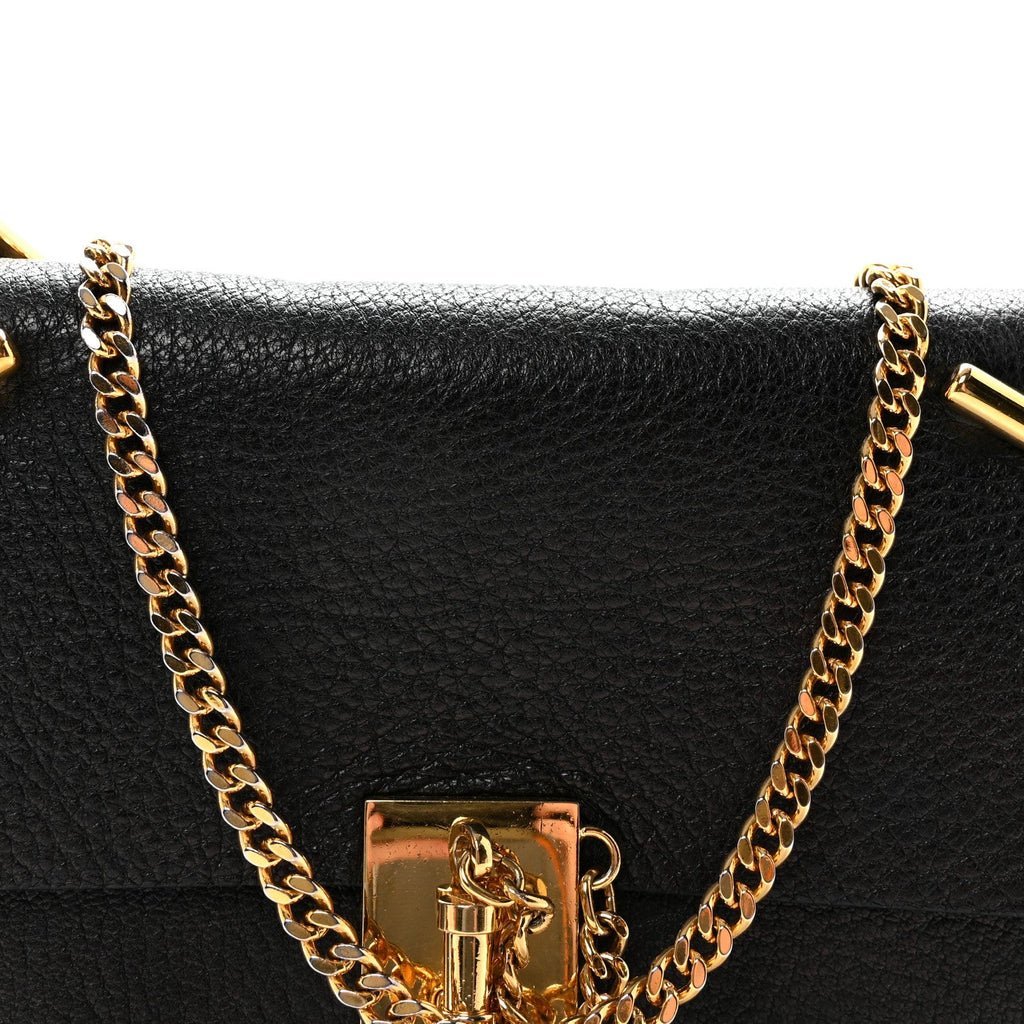 Grained Lambskin Mini Drew Shoulder Bag Black