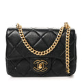 Lambskin Enamel Quilted Mini Pending CC Square Flap Black