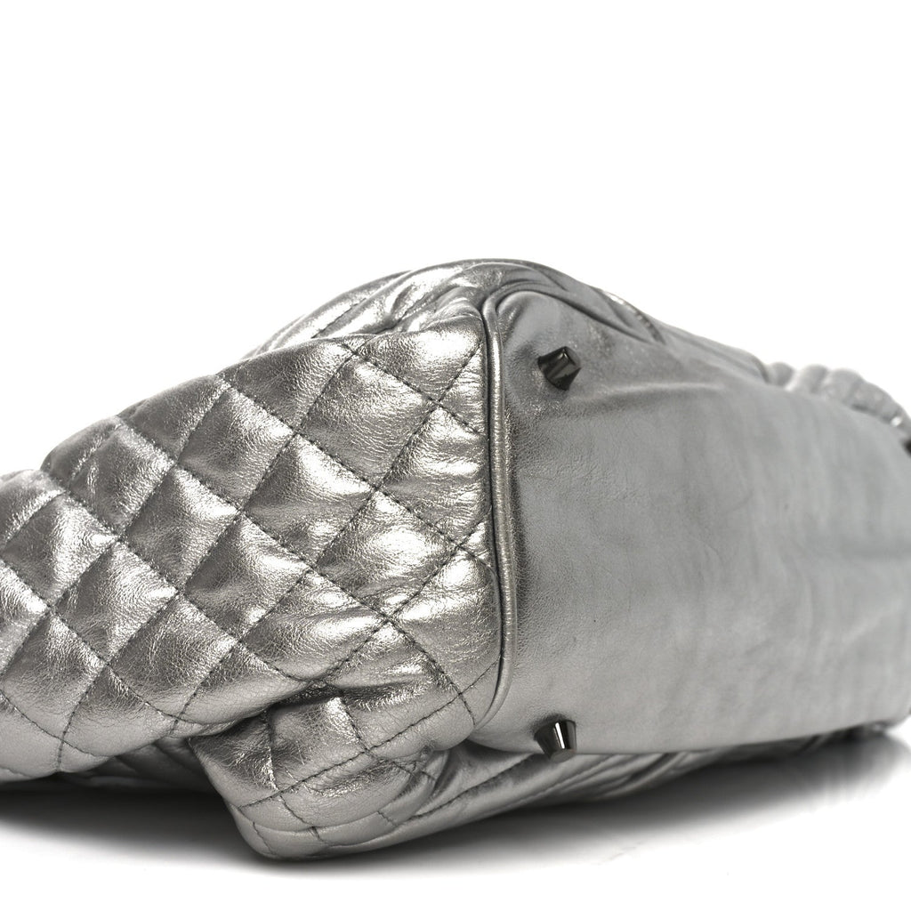 Metallic Calfskin Winnieford Satchel Silver